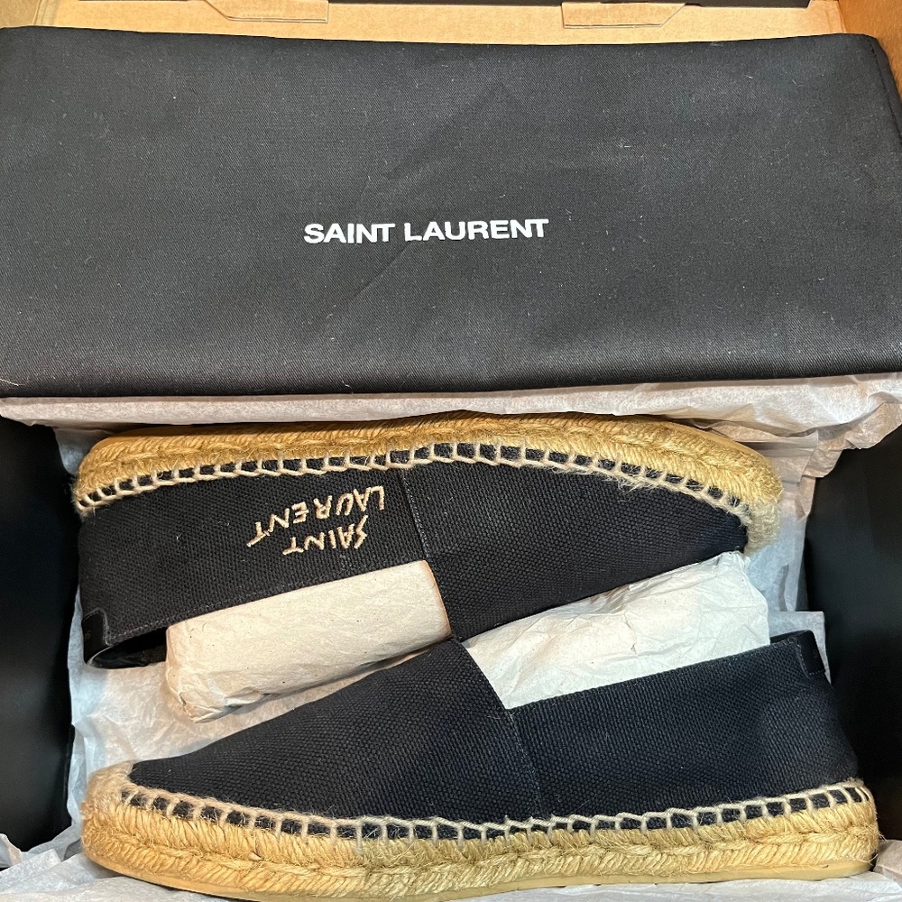 SAINT LAURENT Monogramme logo espadrille in black